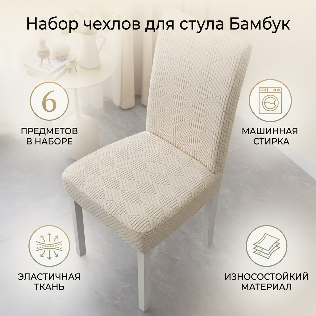 Набор чехлов для стула 30295180_779086178 айвори 40.50.60