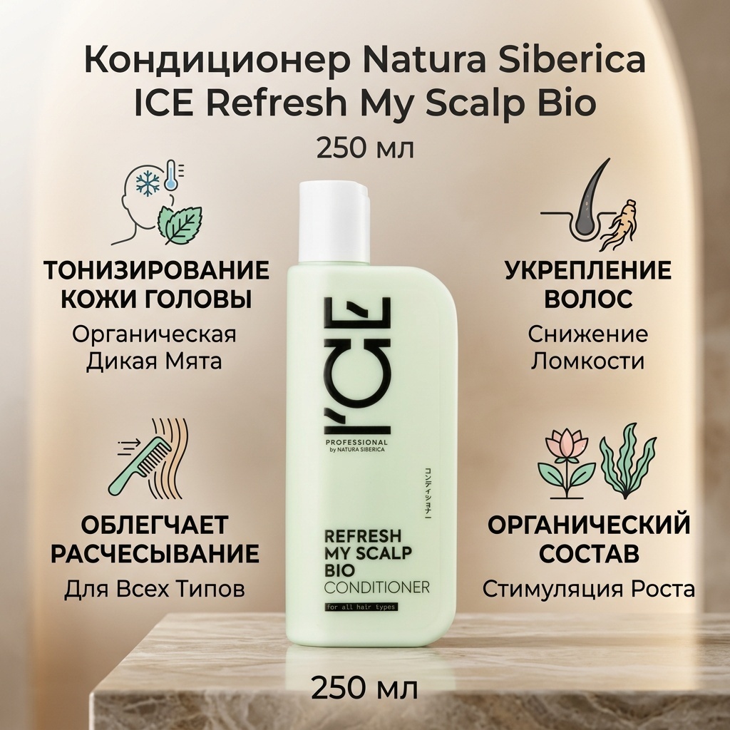 Natura Siberica кондиционер Ice Refresh my Scalp Bio 250 мл