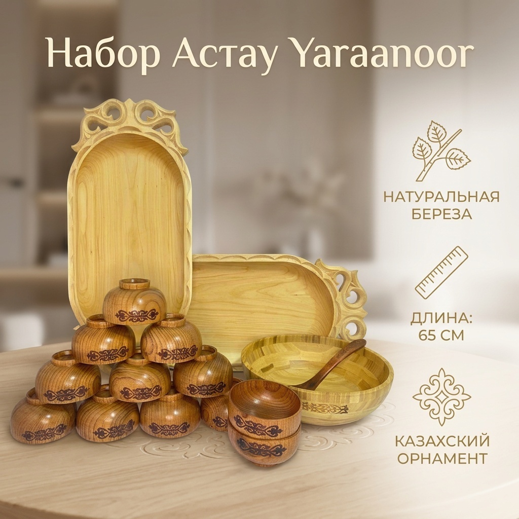 Астау Yaraanoor 65х30 см, береза, 16 шт