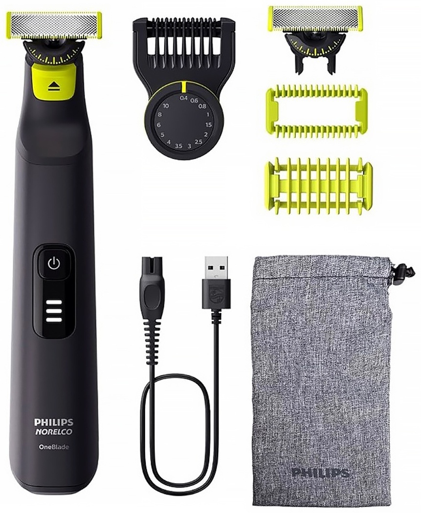 Philips триммер Philips Oneblade Pro QP6542/70 черный, зеленый