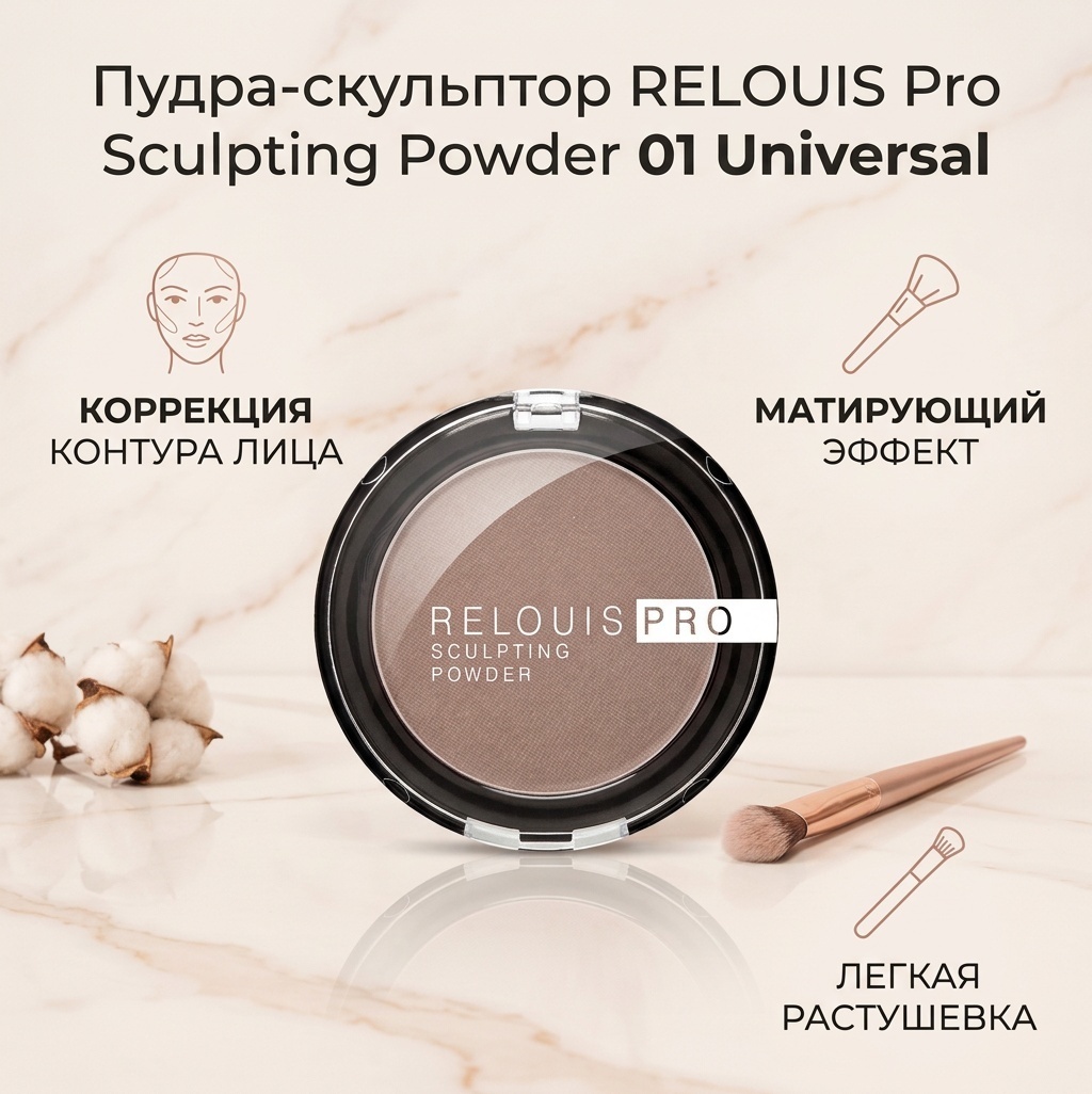 RELOUIS Pro Sculpting Powder пудра-контуринг 01 Universal светло-коричневый