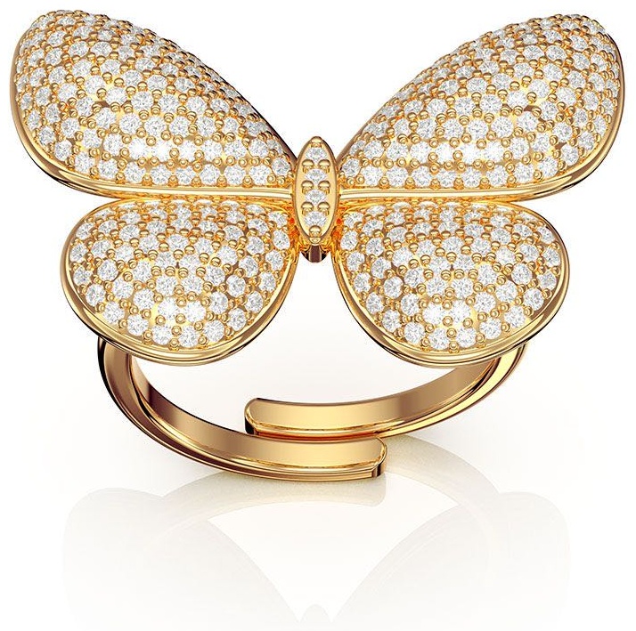Кольцо Rebecca BUJAOB04 размер регулируемый бронза, кристаллы Swarovski, золотистый