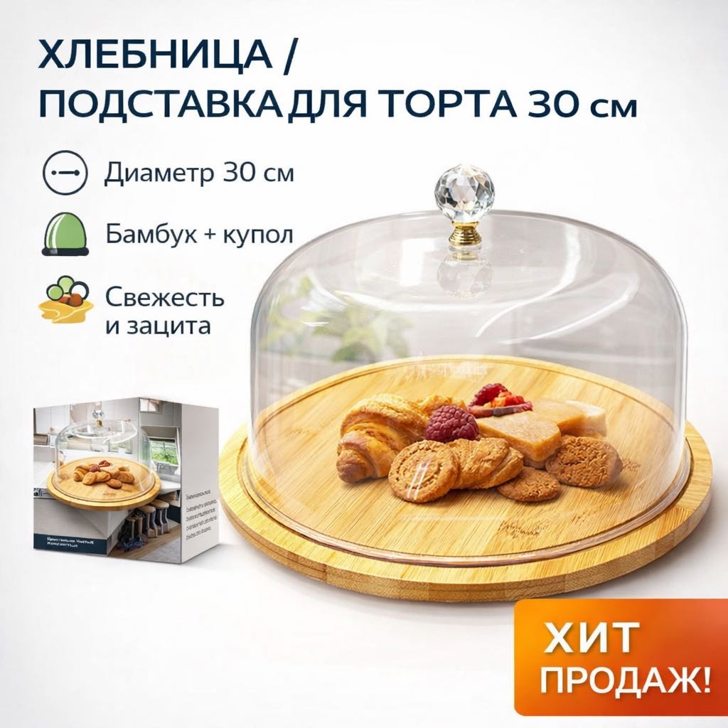 Хлебница 647290452, дерево, бамбук