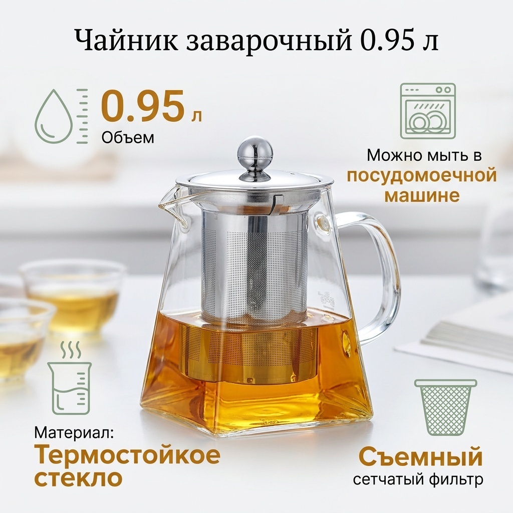 Чайник 255101 0.95 л, стекло