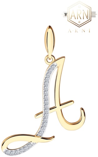 Подвеска ARNI (Кулон А) 927 вес 0.9 г золото, фианит