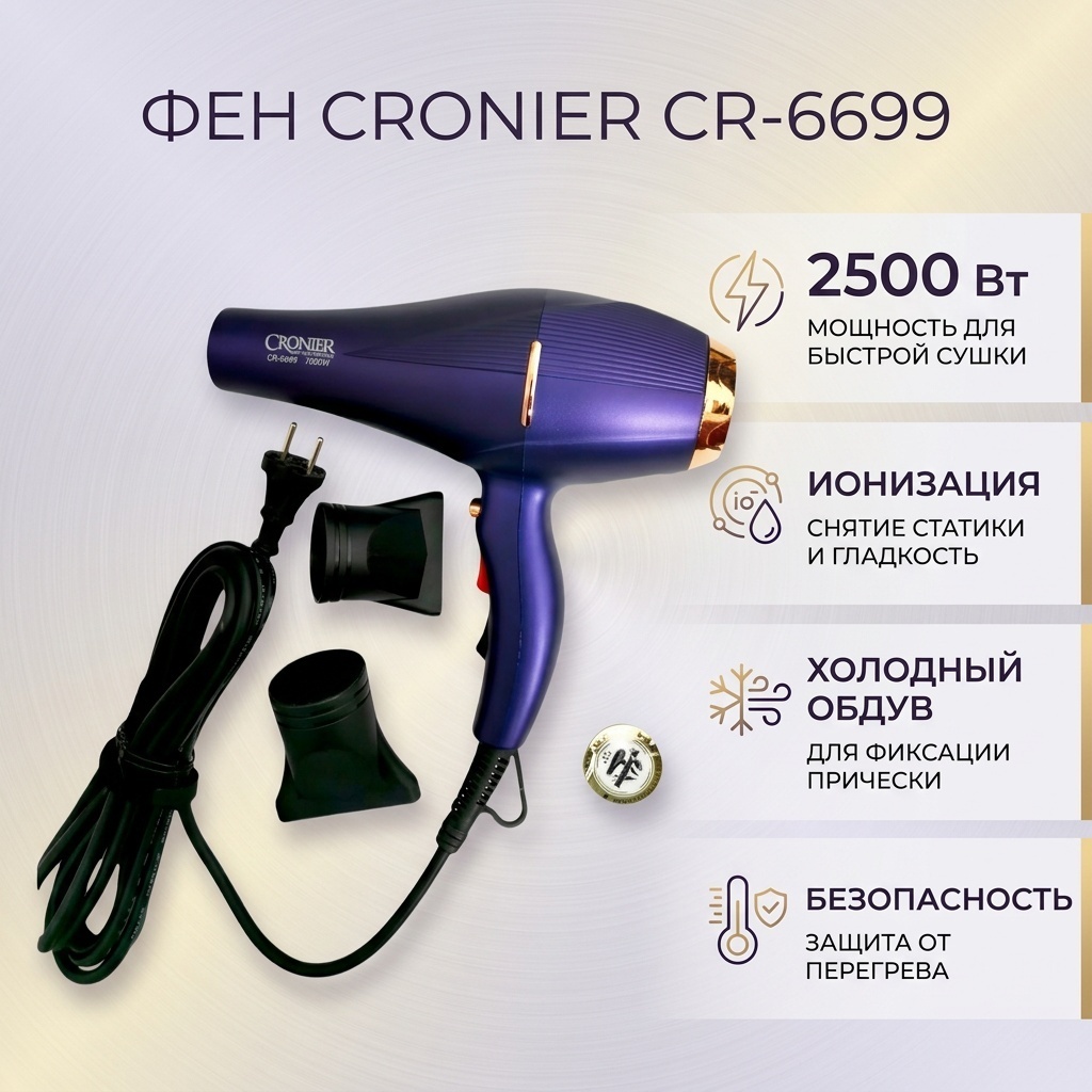 Cronier 30217422_091352511 фен фиолетовый
