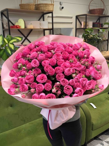 Flowers Center Astana моно-букет с открыткой кустовая пионовидная роза 15 шт 70 см