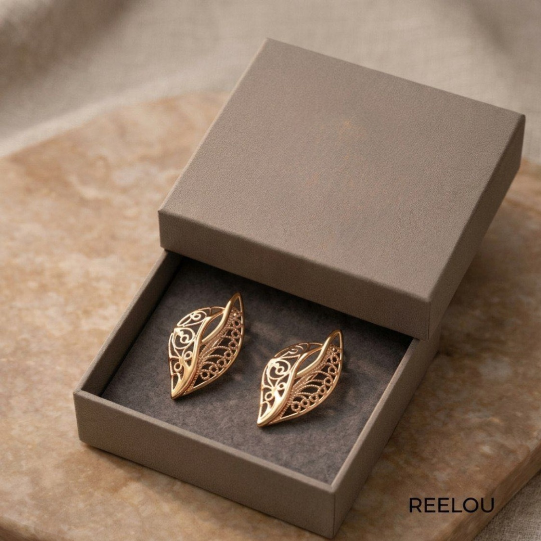 Серьги REELOU 026 вес 2.8 г сплав покрытый золотом 24К, без вставок