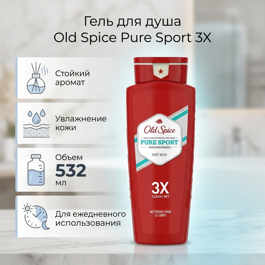 Old Spice Pure Sport 3X гель 532 мл