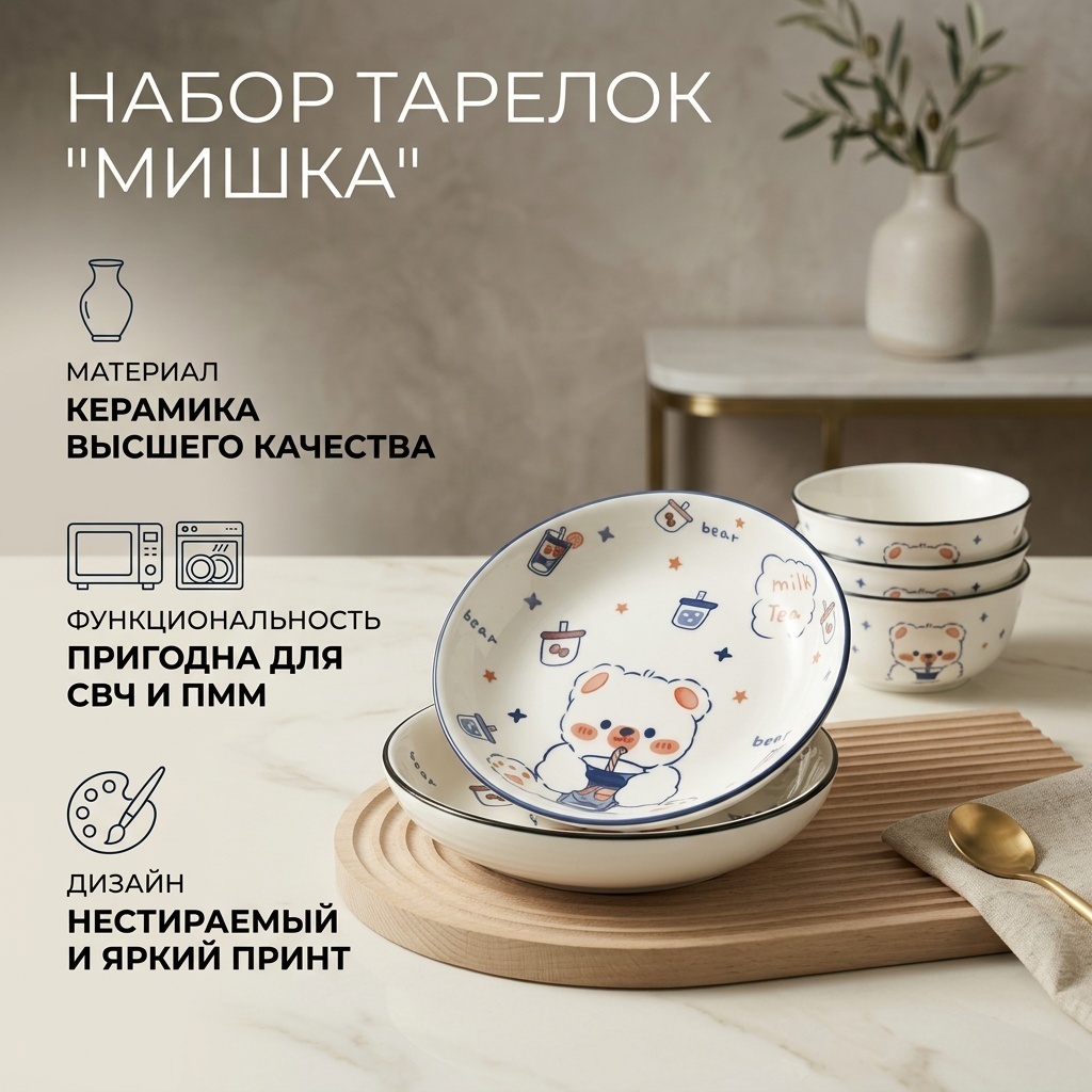 Набор тарелок 18 см, 2 шт, керамика