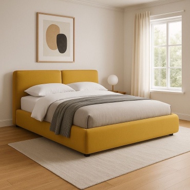 Кровать SM Company Cozy Nest двуспальная, 180x200 см (с матрасом, без подъёмного механизма) желтый