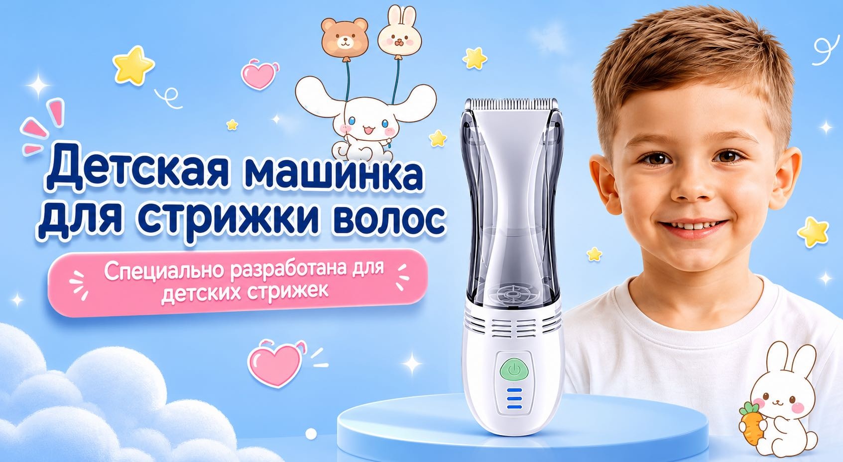 I’DOS набор для стрижки Детская машинка для стрижки волос КP-2023, белый