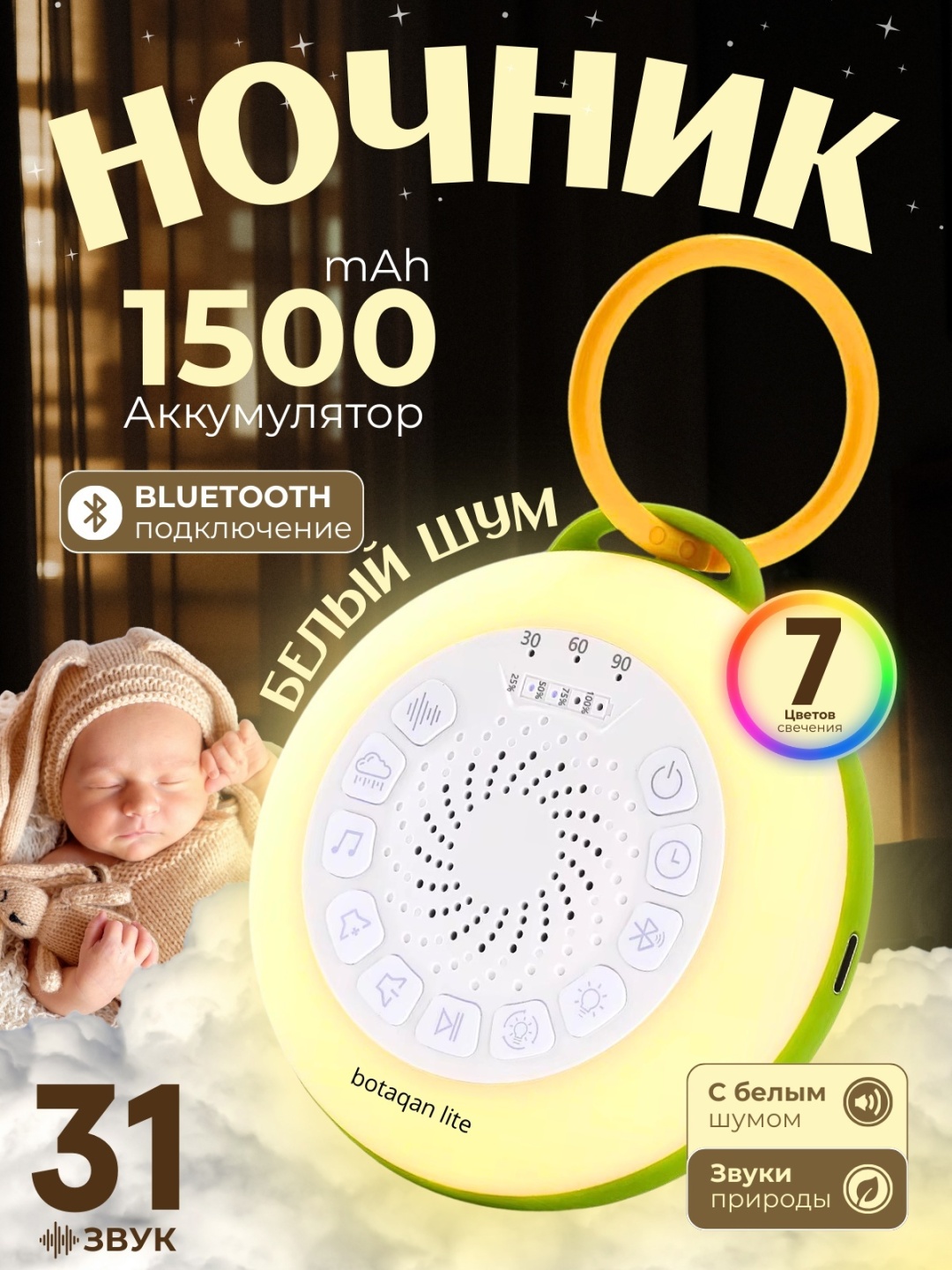 Генератор белого шума BOTAQAN LITE портативный белый шум 1BBQW