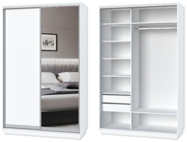 Шкаф-купе Oner 130_G3, 130x240х50 см, белый