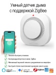 Датчик дыма Tuya WKD-ZSD03, экосистема: Amazon Alexa, Xiaomi Mi Home, Apple HomeKit, Tuya Smart, Smart life
