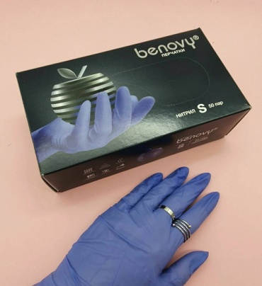 Benovy S сиреневые перчатки 100 шт