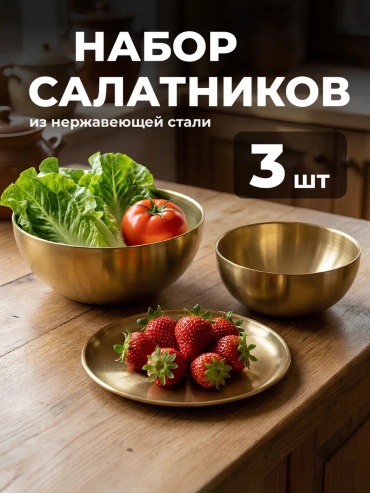 Набор мисок 21х20 см, сталь, 3 шт