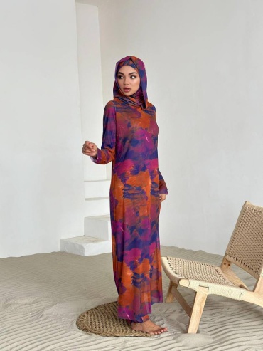 Купальник буркини Medina style бордовый, оранжевый