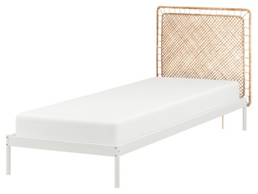 Кровать IKEA VEVELSTAD односпальная, 90x200 см (без матраса, без подъёмного механизма) белый, светло-коричневый