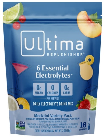 Посттренировочный комплекс Ultima Replenisher смесь для приготовления электролитов, набор Mocktini, 16 стиков Mocktini