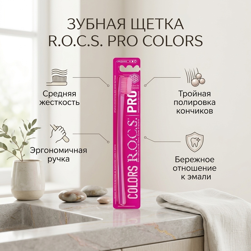 R.O.C.S. PRO Colors зубная щетка средняя 1 шт