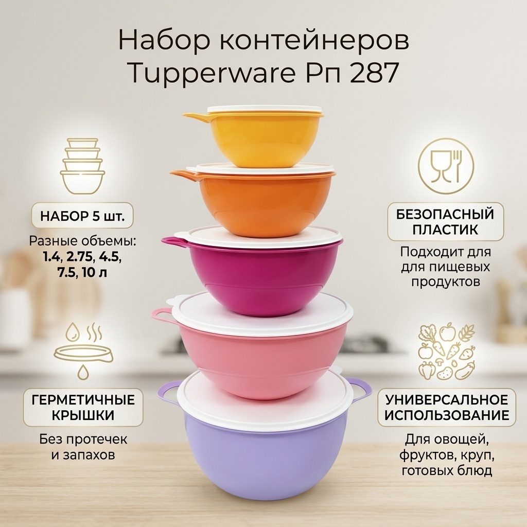 Tupperware набор контейнеров Рп 287, пластик