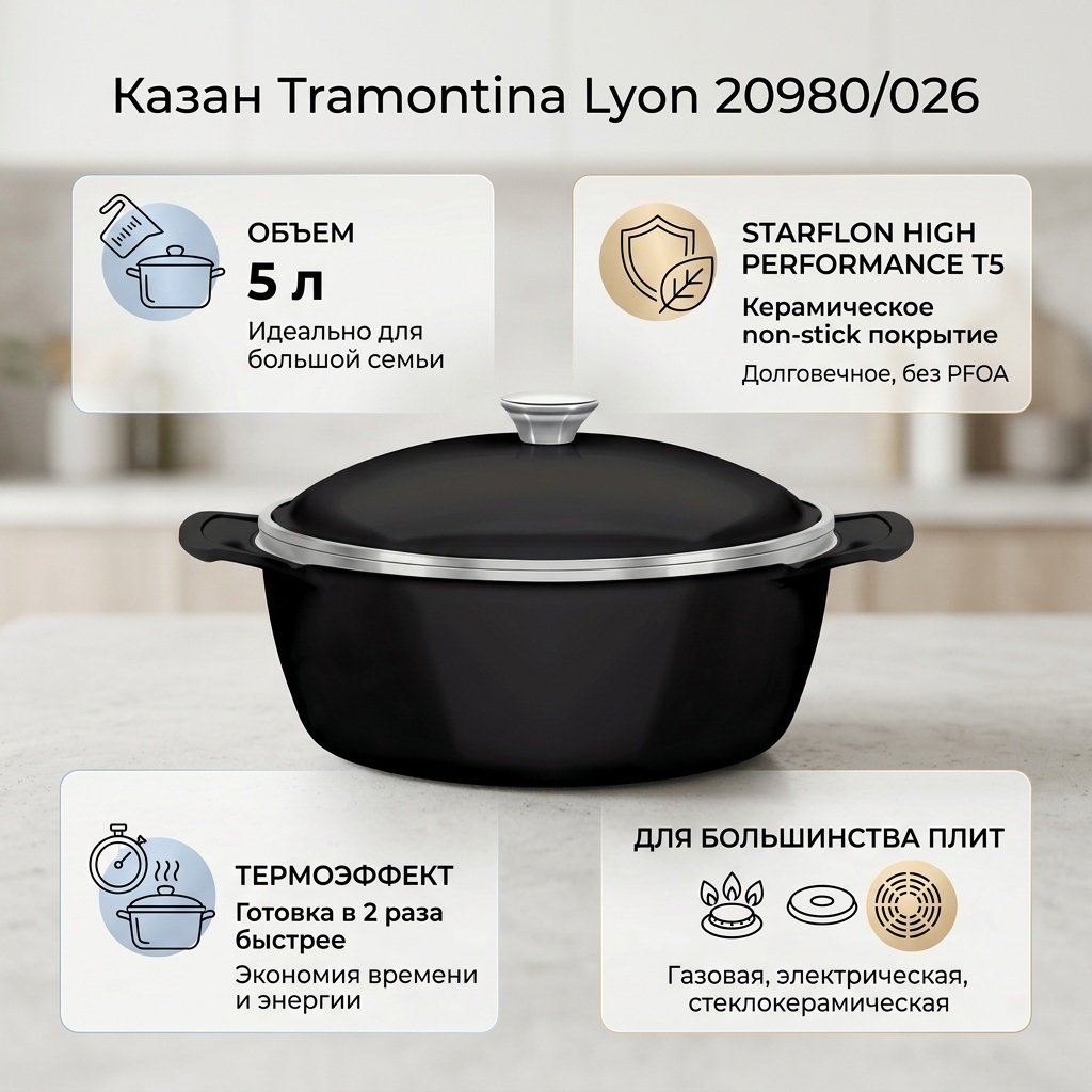 Казан Tramontina 5 л, алюминий
