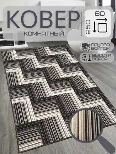Декоративный коврик Future House 80x250 см, безворсовый, Россия