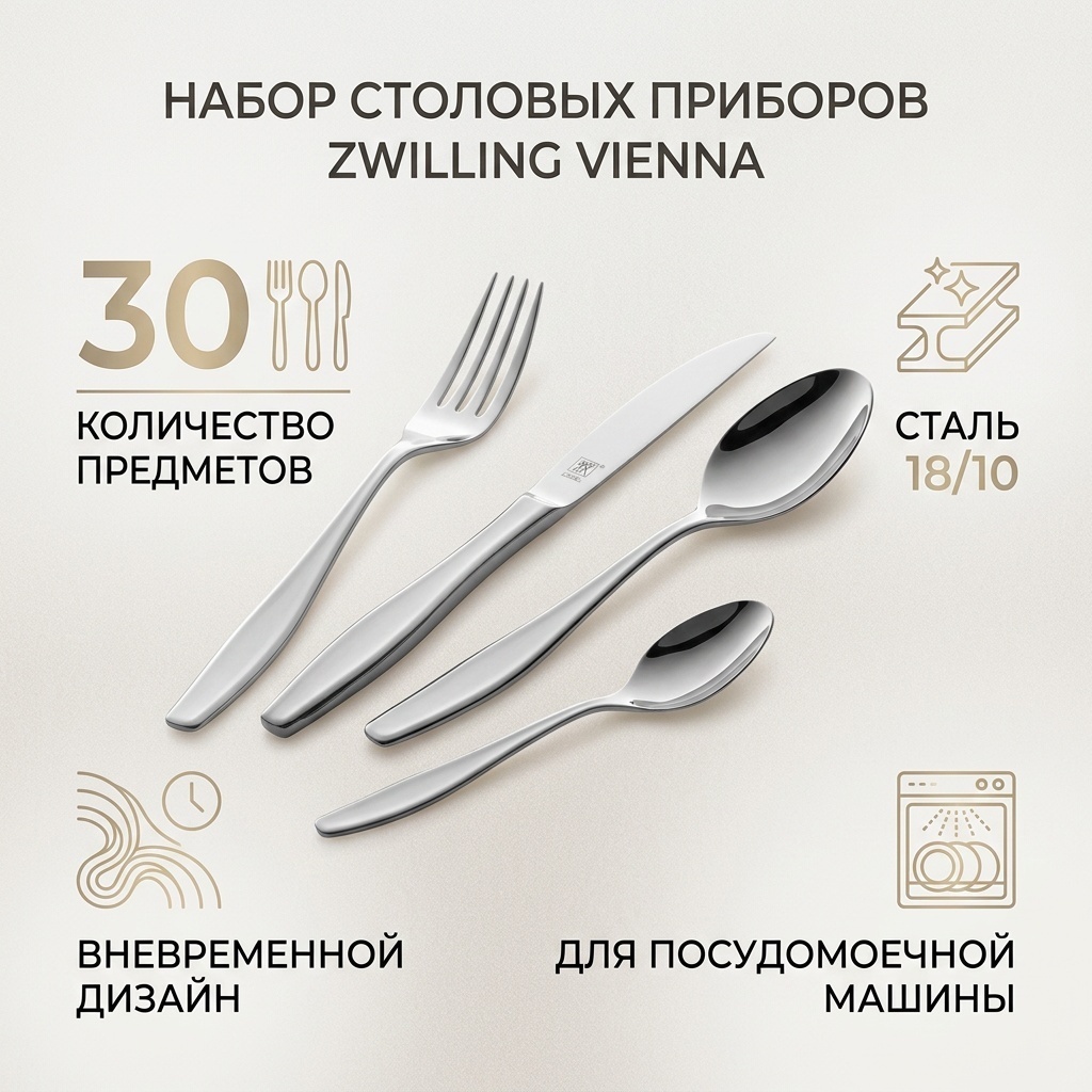 Набор столовых приборов ZWILLING 2 шт, серебристый 272322367