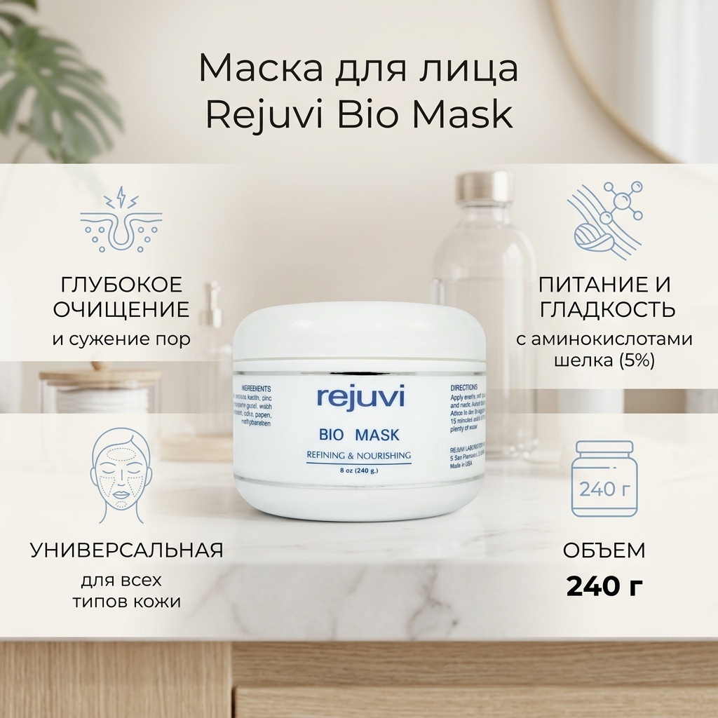 Маска для лица Rejuvi глиняная Bio Mask 240 г