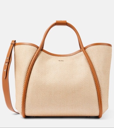 Сумка тоут Max Mara натуральная кожа, полиамид коричневый, песочный