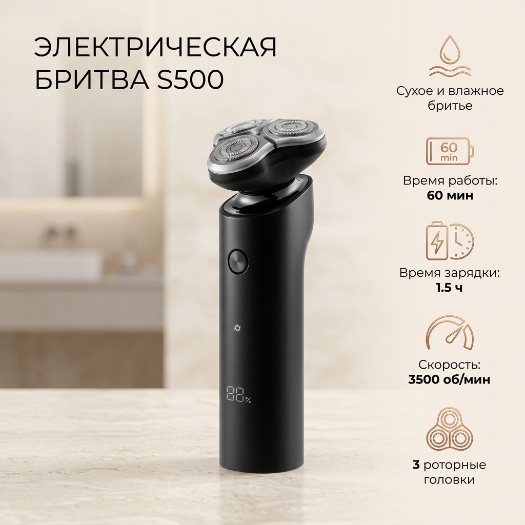 Электробритва Mijia Electric Shaver S500 роторная