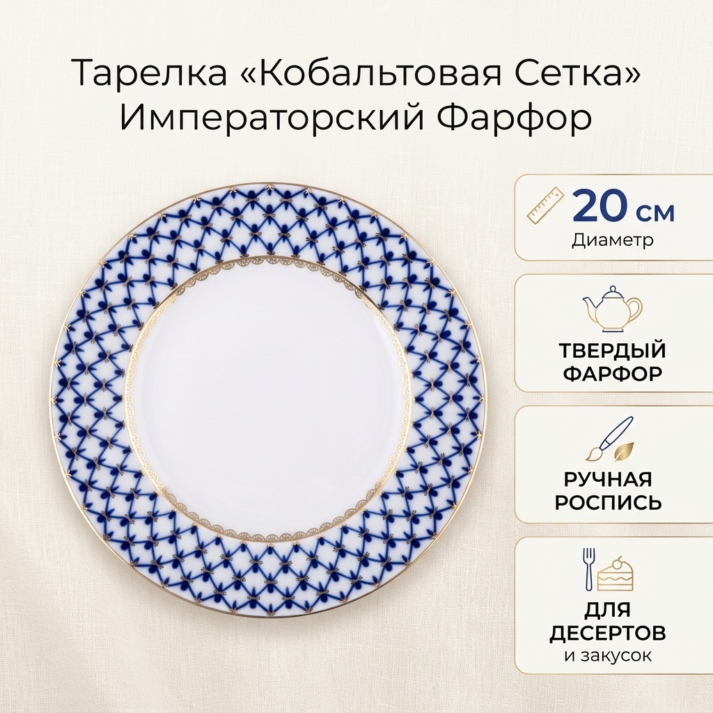 Тарелка Императорский Фарфор 20 см, 1 шт, фарфор