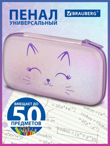 Пенал Brauberg 151538391, застежка молния, розовый