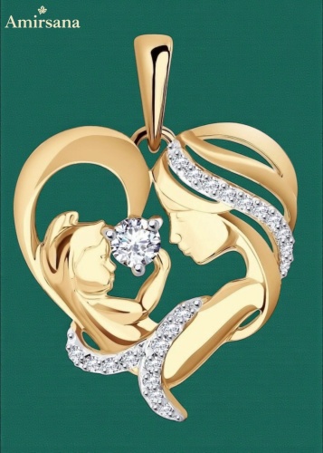 Подвеска Amirsana 3837663552 вес 1.53 г золото, фианит