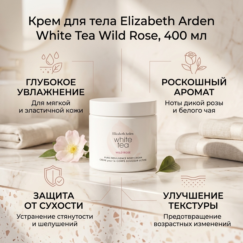 Elizabeth Arden White Tea Wild Rose крем для тела 400 мл