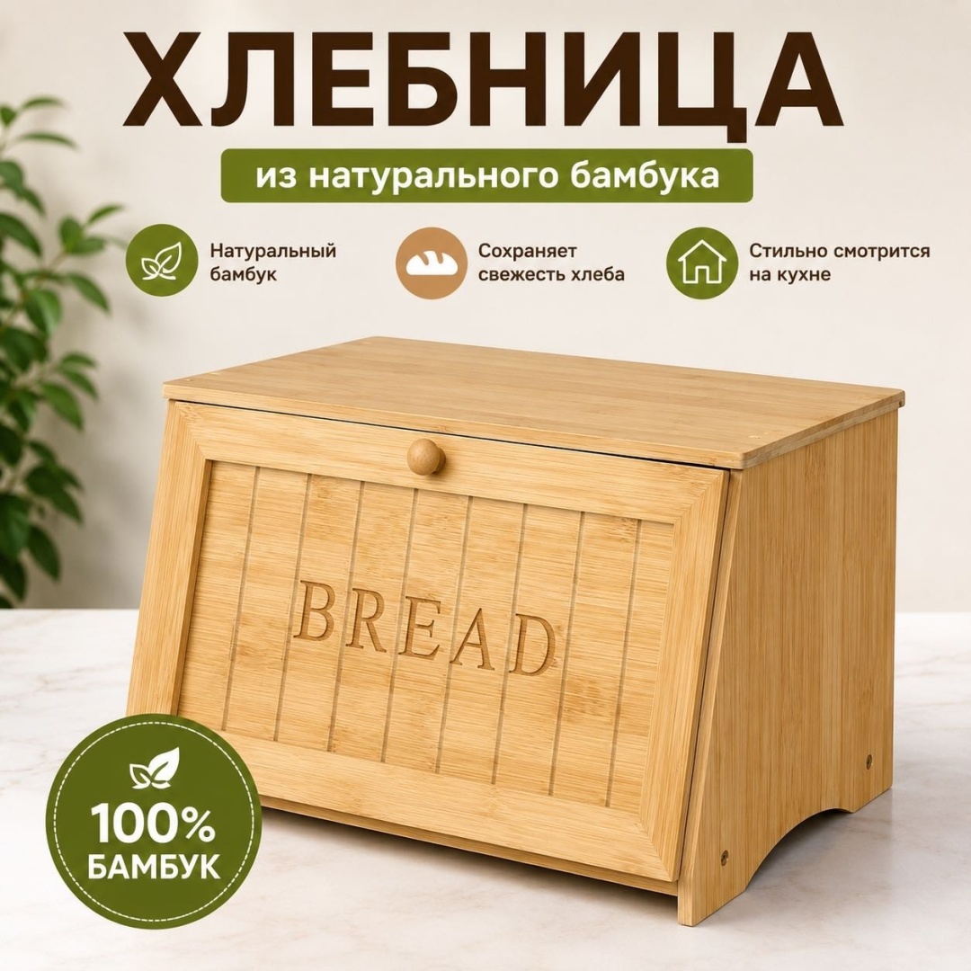 Kreya хлебница 014, дерево, бамбук
