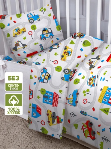 Комплект Eppel Store для новорожденныx машинки 1.5-спальный бязь, 1 наволочка: 40x60 см