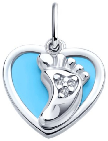 Подвеска Diamant 94-130-02222-1 вес 1.45 г серебро, эмаль, фианит