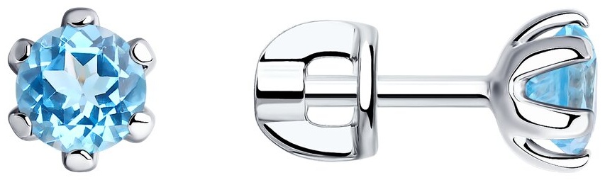Пусеты SOKOLOV 92020039 вес 1.54 г серебро, топаз