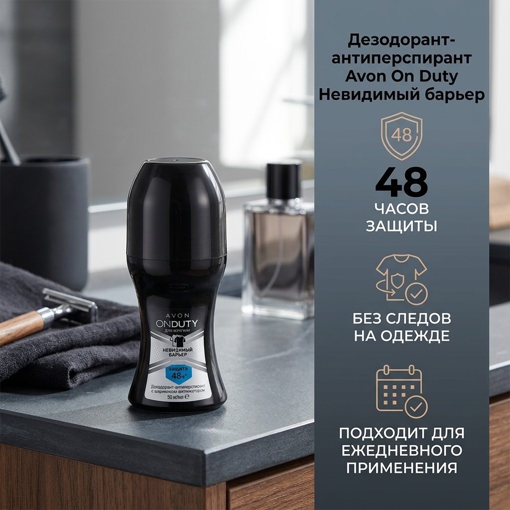 Avon On Duty Невидимый барьер дезодорант-антиперспирант для мужчин 50 мл