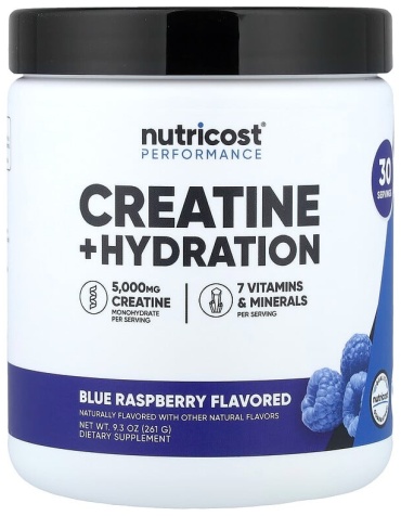 Креатин Nutricost Creatine + Hydration голубая малина 261 г