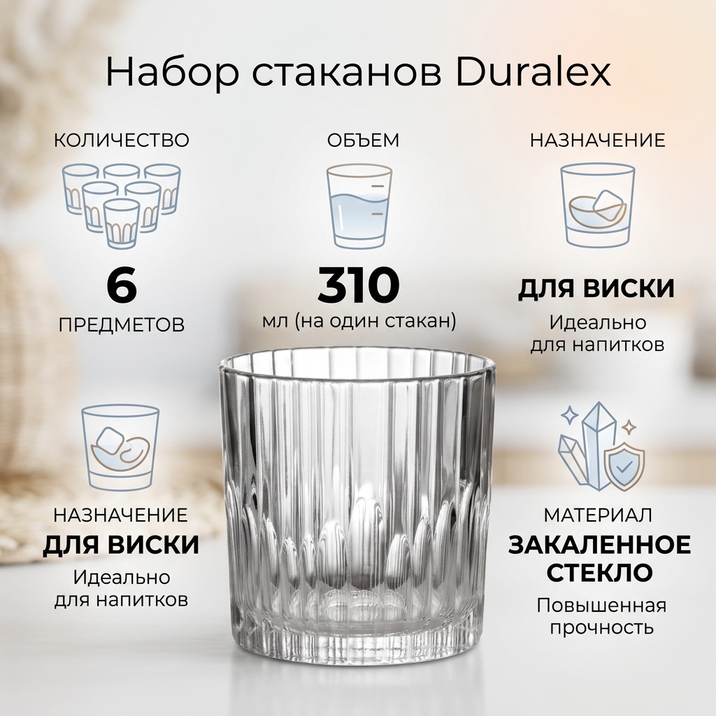 Набор стаканов Duralex 310 мл, стекло, 6 шт