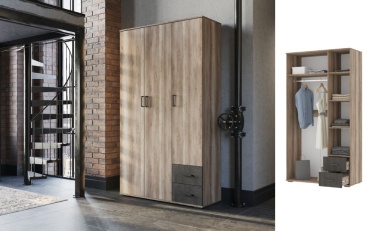 Распашной шкаф DOMA Распашной шкаф SO-LOFT-120, 120x220х50 см, коричневый, серый