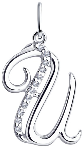 Подвеска Diamant Буква И 61429 вес 1.19 г серебро, фианит