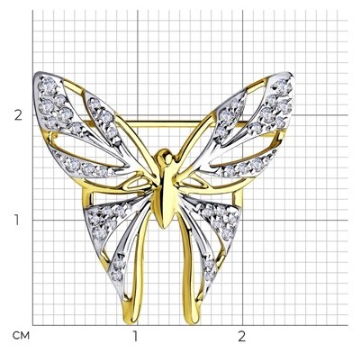 Брошь Diamant BRO-DI-585-76817 вес 2.13 г золото, фианит