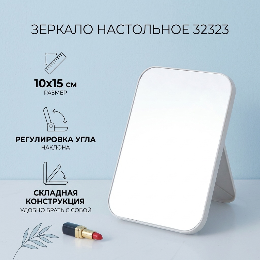 Зеркало настольное косметическое 32323 10х15 см