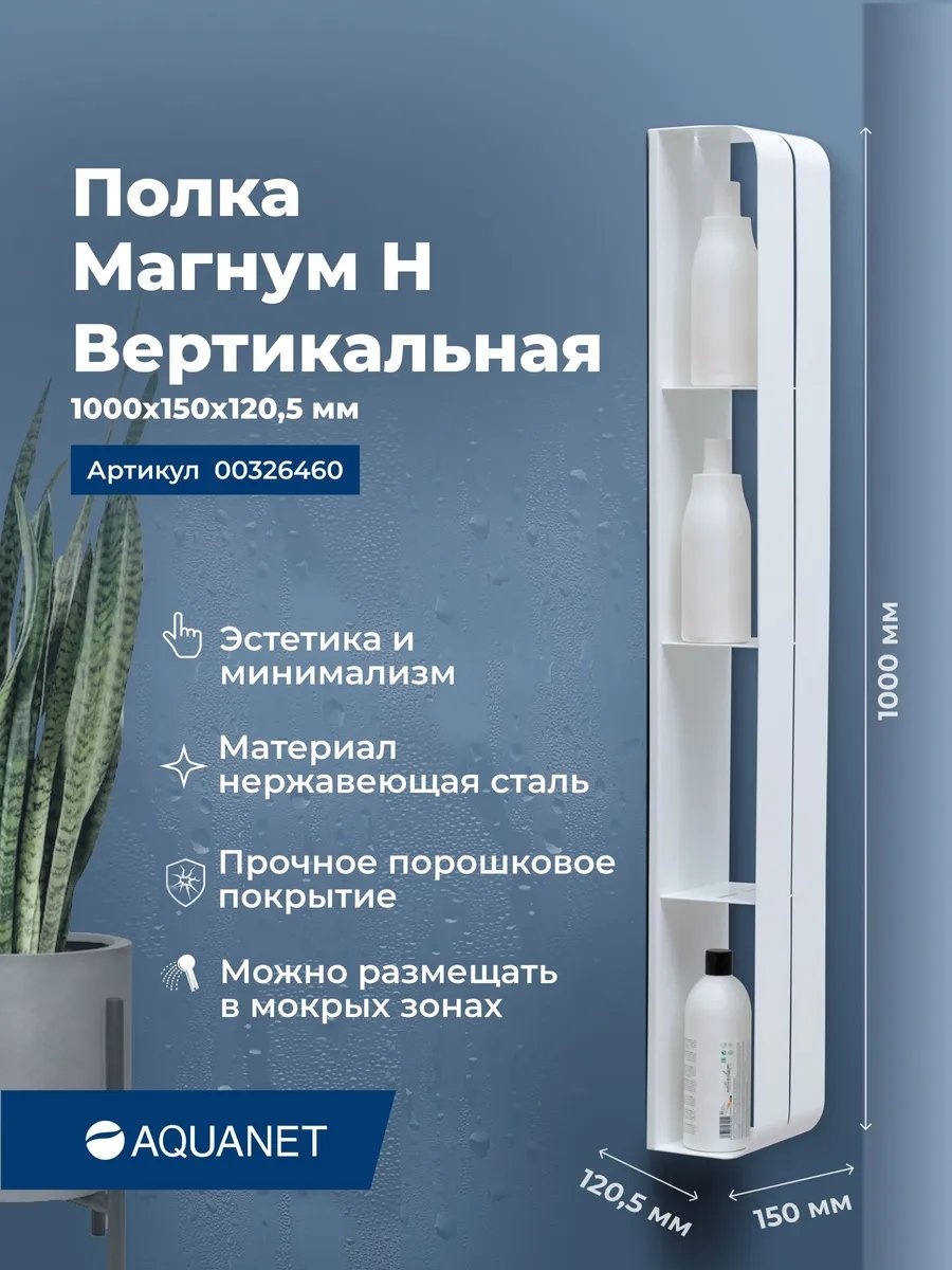Aquanet полка 209896540 1 шт, нержавеющая сталь