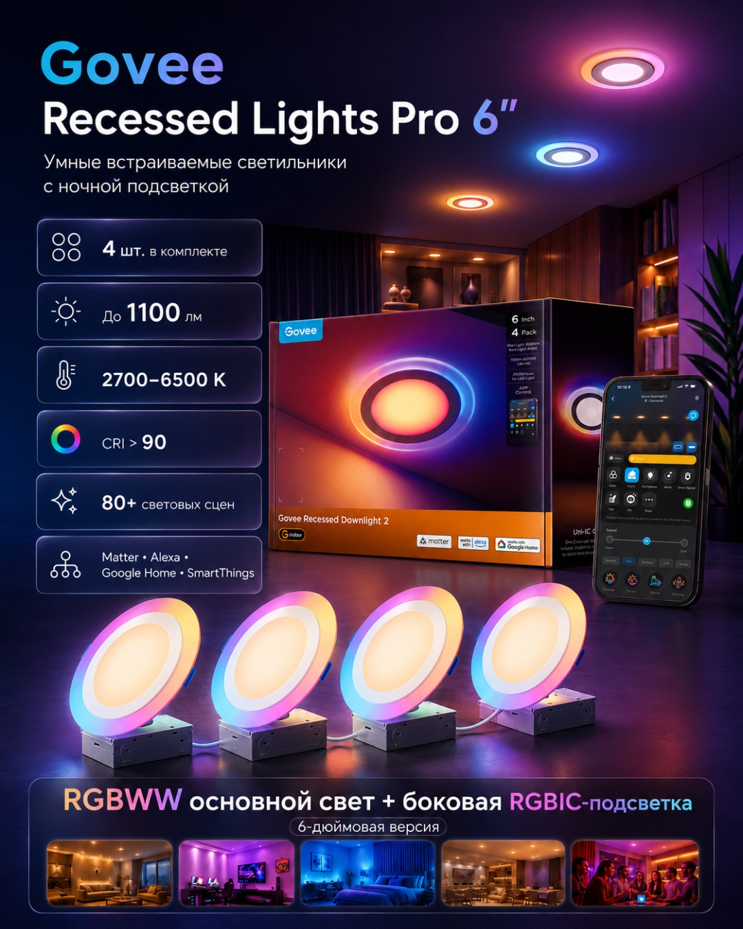 Светильник потолочный Govee LED 14 Вт белый