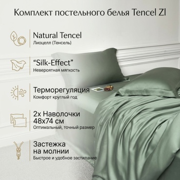Комплект Tencel Tencel 2-спальный лиоцелл, тенсель, 2 наволочки: 48x74 см